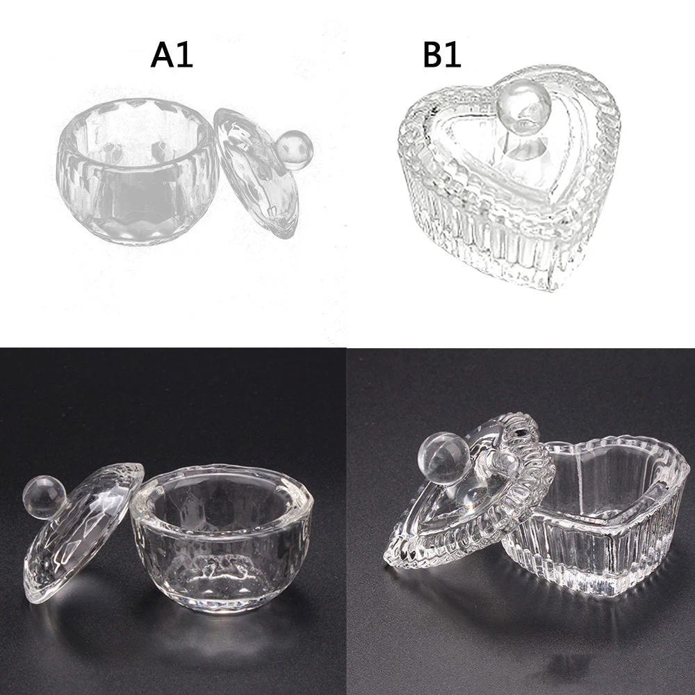 2 шт. стеклянная Хрустальная чашка с крышкой специальная для ногтей жидкого