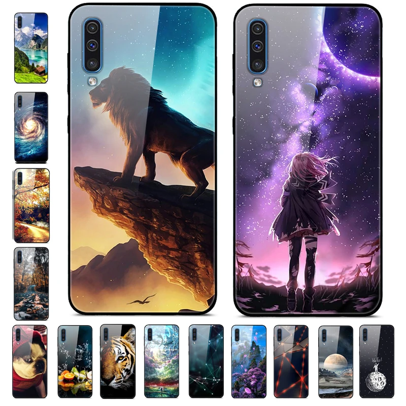 Для Samsung Galaxy A50 A51 чехол из закаленного стекла жесткие чехлы для телефонов A71 A70