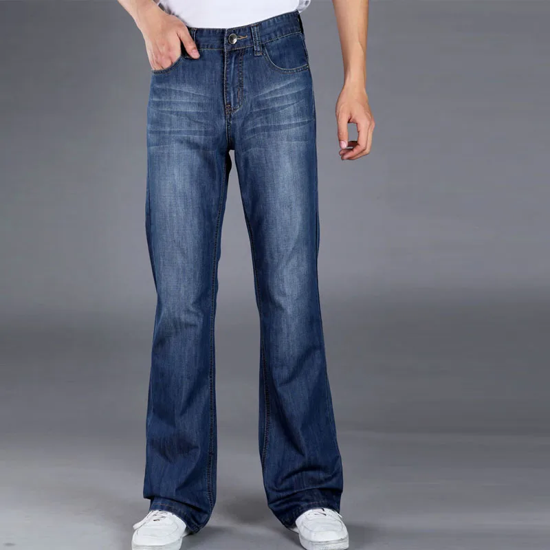 Men's Fashion Flare Jeans Classic Fit Business Casual Jean Homme Cotton Denim Pants Men Bell Bottom Trousers 4 Season