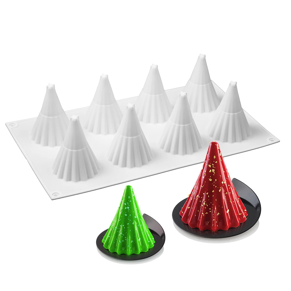 

New 8-Cavity Christmas Tree Shape Mould Silicone Cake Mold Christmas Decoration Tool 3D Umbrella Mousse Pastry Baking Homemade
