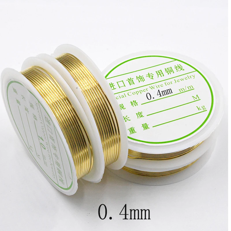 Gold-0.4mm-9M 0,25/0,3/0,4/0,5/0,6 мм 1 рулон сплава шнур Серебряные бусы Веревка Медь провода Бисер проволока для изготовления ювелирных изделий - Цвет: Gold-0.4mm-9M