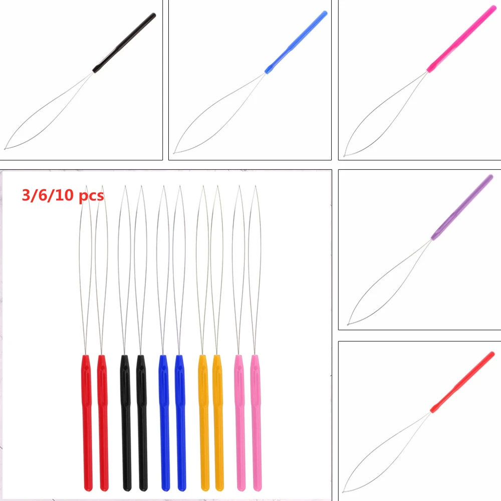 3/6/10 шт. Нержавеющая сталь средство для наращивания волос аксессуар для парикмахера крючок иглы волосы на микро-кольцах, потянув обруч петля перо винторезный станок