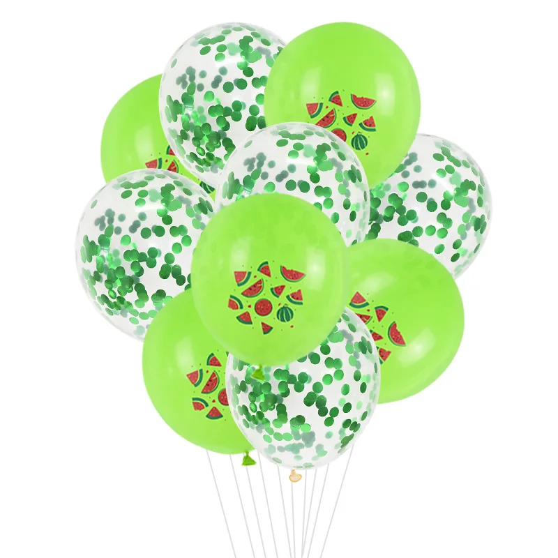 

10pcs 12inch Latex Ballons Watermelon Printed Red Green Balloons Green Confetti Globos Summer Children Birthday Party Decoration