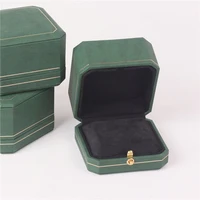 7 57 55 4cm green color octagonal jewelry packing boxes with golden sideline ring cases with spring buckle pendant casket