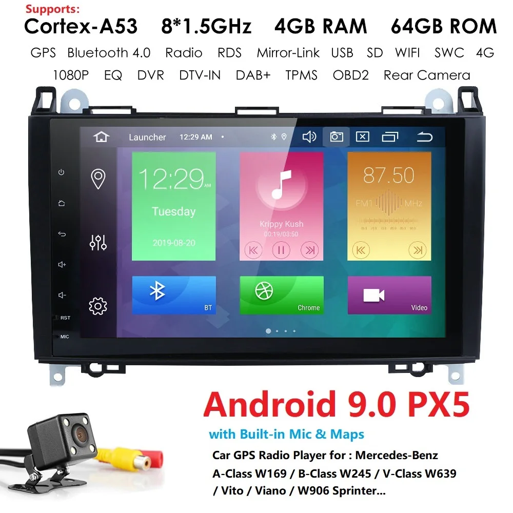 4G+ 64G 4GWIFI 2din no-DVD gps головное устройство для Mercedes Benz B200 A B класс W169 W245 Viano Vito W639 Sprinter W906 Bluetooth радио