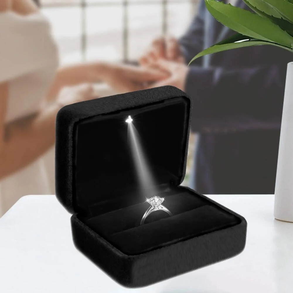 

Velvet Led Light Jewelry Gift Box Ring Case Engagement Gift Packaging Wedding Ring Storage Pendant Earring Display Proposal