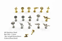 50pcslot body jewelry 16gx68mm snake surgical steel lip bar piercing labret ring ear helix cartilage stud new hot