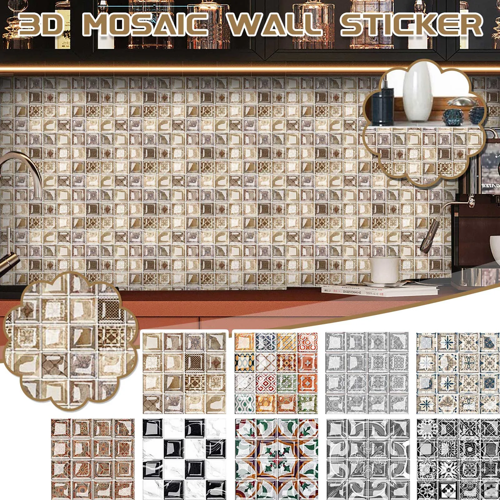 3D Self-glazed Glass Stickers Tiles DIY Wall Floor Sticker Living Room Decoration Wallpaper for Walls | Дом и сад