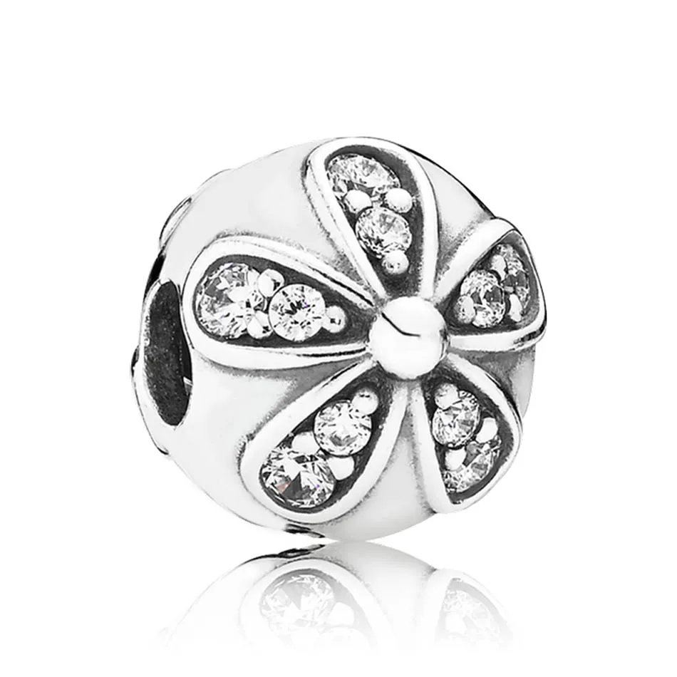 Аутентичные S925 сделай сам ювелирное изделие Dazzling Daisies Подвески fit Pandora браслет |