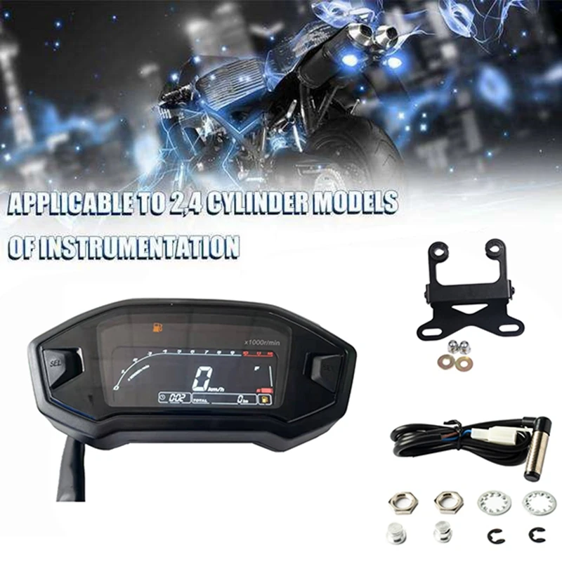 

Universal Motorcycle Lcd Digital Meter Speedometer Odometer Tachometer 1200RPM Gauge