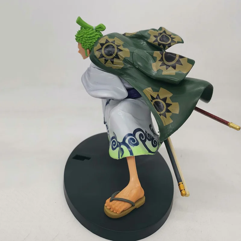 

New 15CM Anime One Piece Kimono Mito Stream Roronoa Zoro Squatting Draw A Knife PVC Action Figure Anime Collection Doll Toy Gift