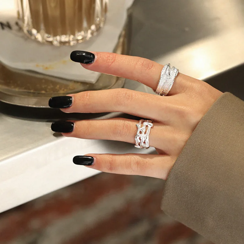 

Irregular Adjustable Rings For Women 925 Sterling Silver Minimalist Trendy Personalized Designer Punk Ring Fine Jewellery Gift