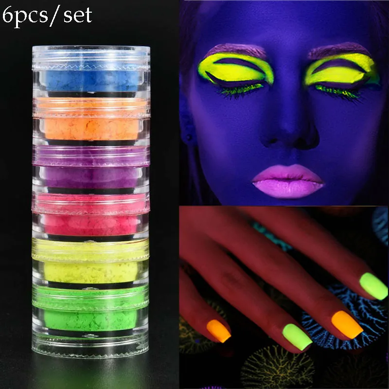 Неон фосфор набор порошка для ногтей Сделай Сам флуоресцентный Блестящий