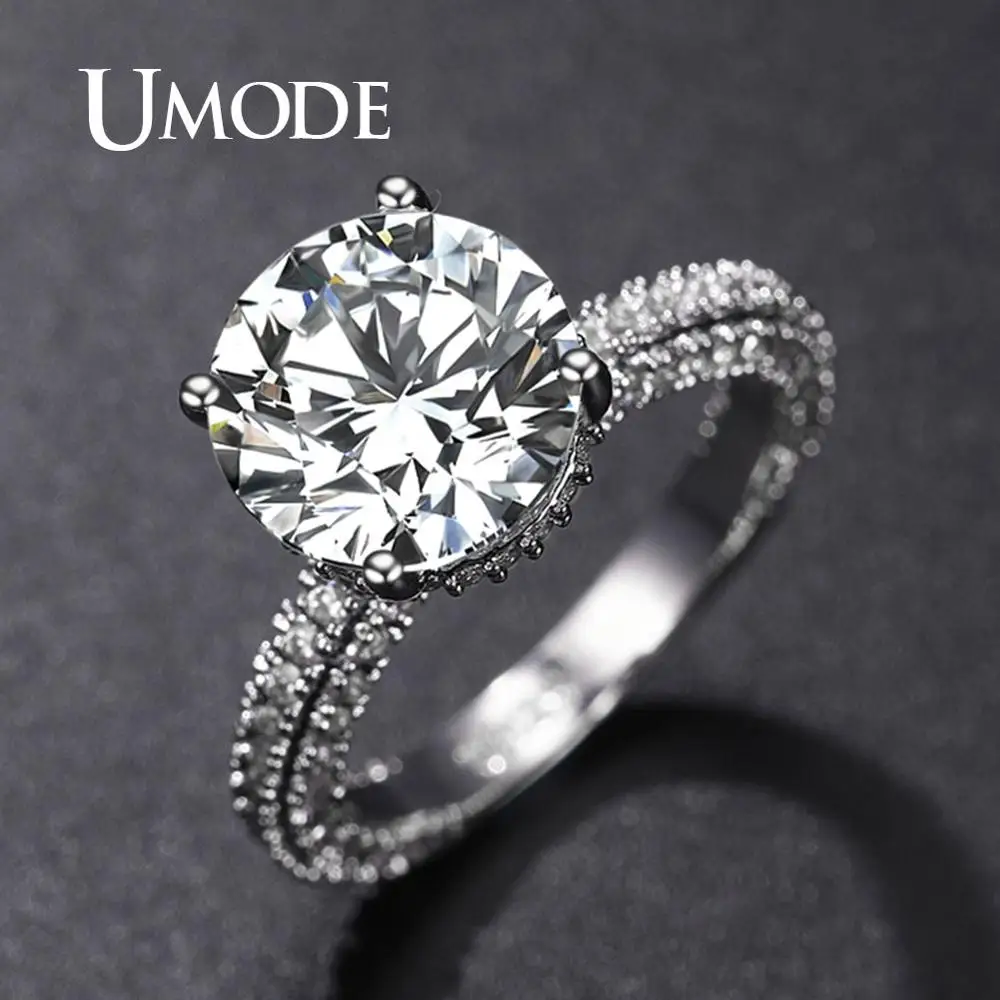 UMODE белое золото цвет свадебные кольца для женщин Bijoux кольцо ювелирные изделия AAA Bague аксессуары Femme подарок на помолвку для девочек UR0574A