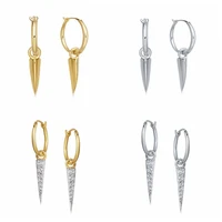 925 silver needle earrings for women spike drop earrings punk style hanging rivet cone pendant earrings fashion party jewelry
