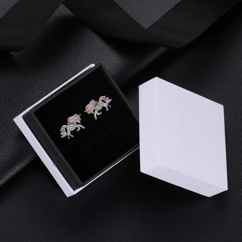 LF красочные блестящие эмалированные серьги в виде единорогов ювелирные