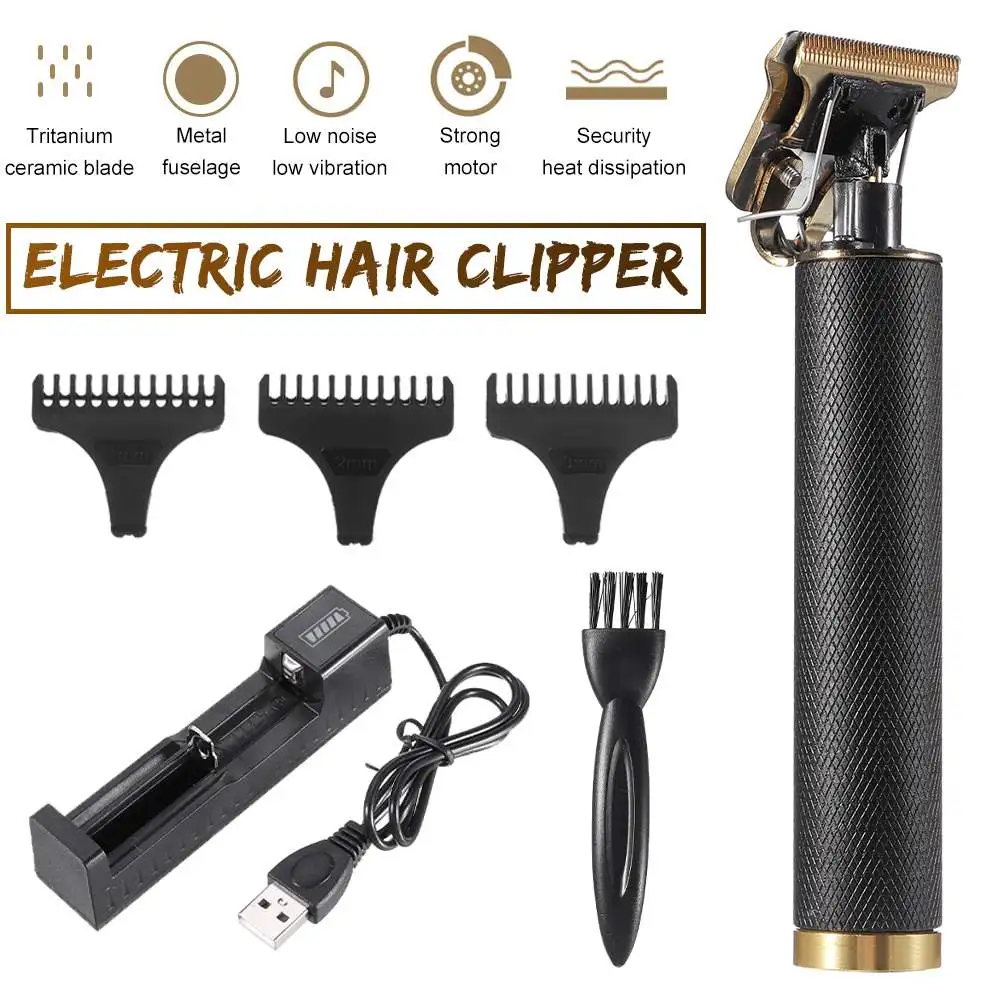 

USB Rechargeable Baldheaded Professional Hair Clippers Cordless Barber Hair Cutting Carving Electric Hair Trimmer For Men Kids