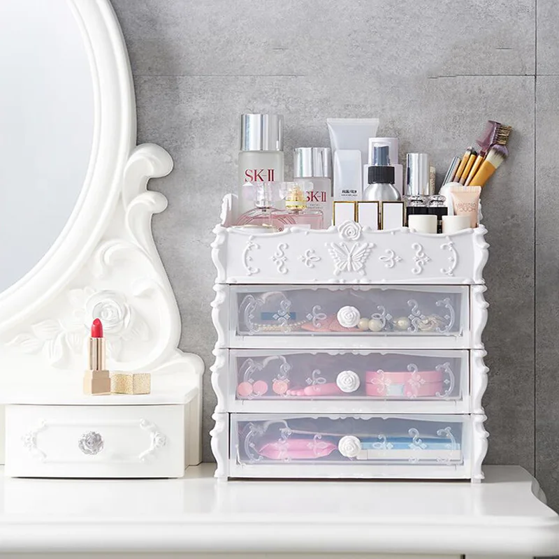 Ящик для хранения косметики настольный многоуровневый стеллаж коробка
