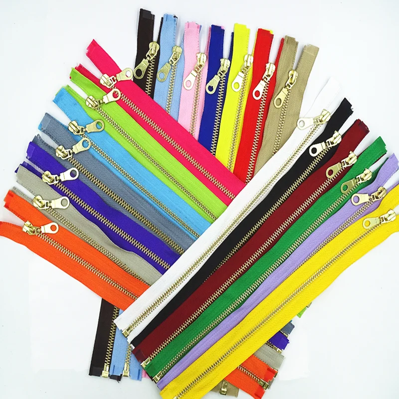 

10 pcs 5# 30-60cm(12-24 inches) brass metal open-end zipper (20 colors)sewing zipper