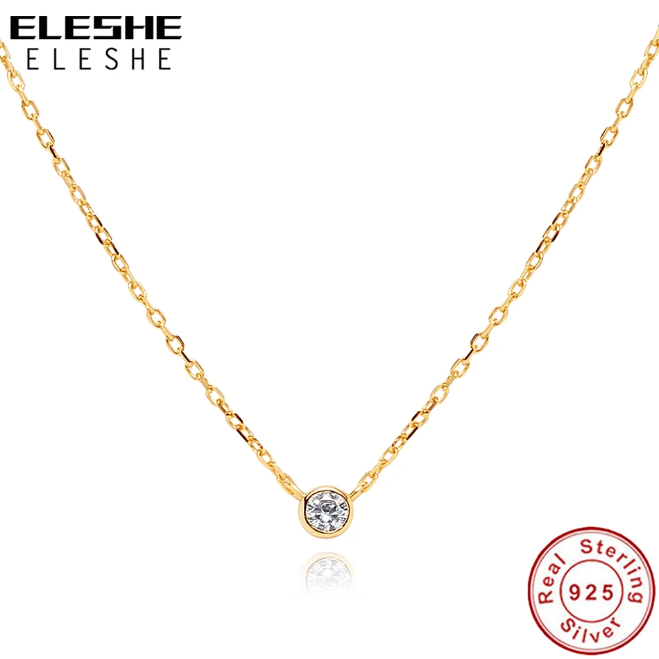 ELESHE крошечные CZ маленькие Круглая Подвеска для женщин 100% 925 стерлингового