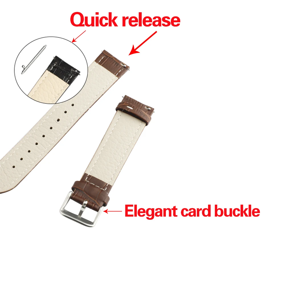 Ремешок из натуральной кожи для наручных часов браслет со стальной пряжкой 20 мм