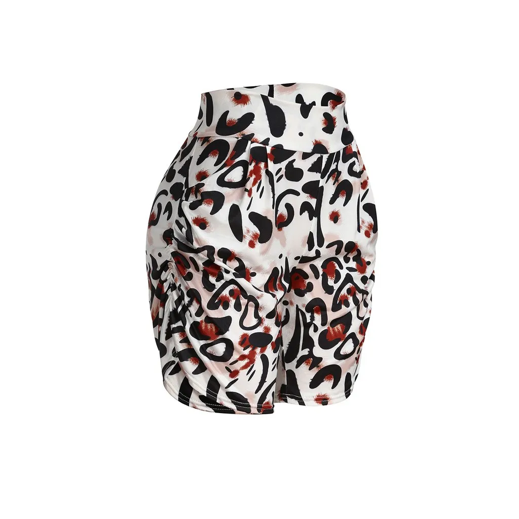 

High waisted Leopard Belt Knot Tassel shorts Pockets Club Party High Quality Slim Shorts Women's Sports Shorts Calo