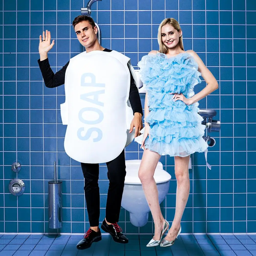 Reneecho Adult Loofah and Soap Halloween Costume Set for Couples, Carnival Adult Costumes image 3