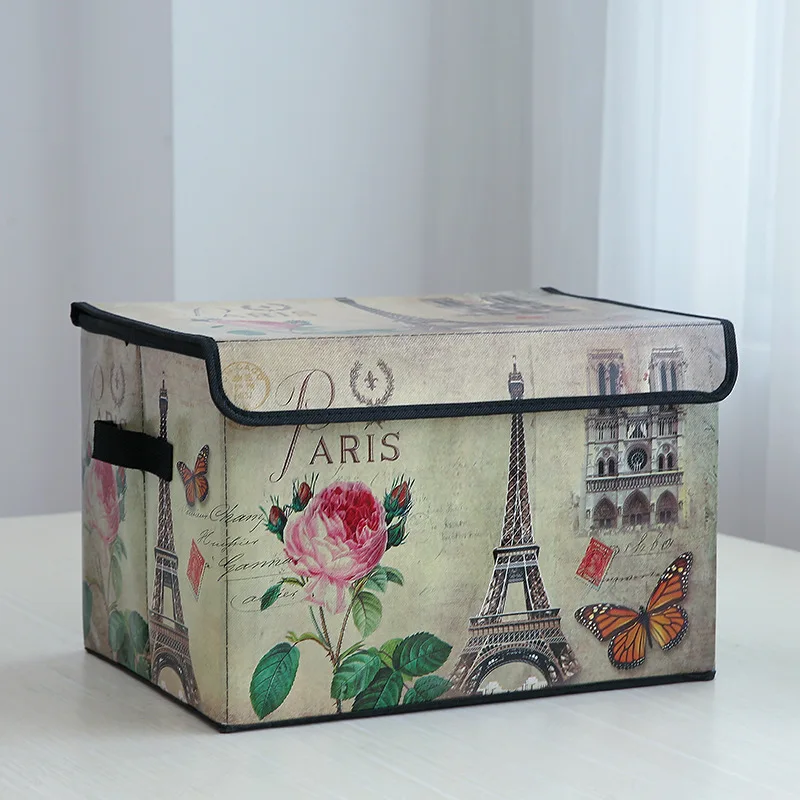 Квадратный складной мультяшный ящик для хранения с крышкой нетканые домашние