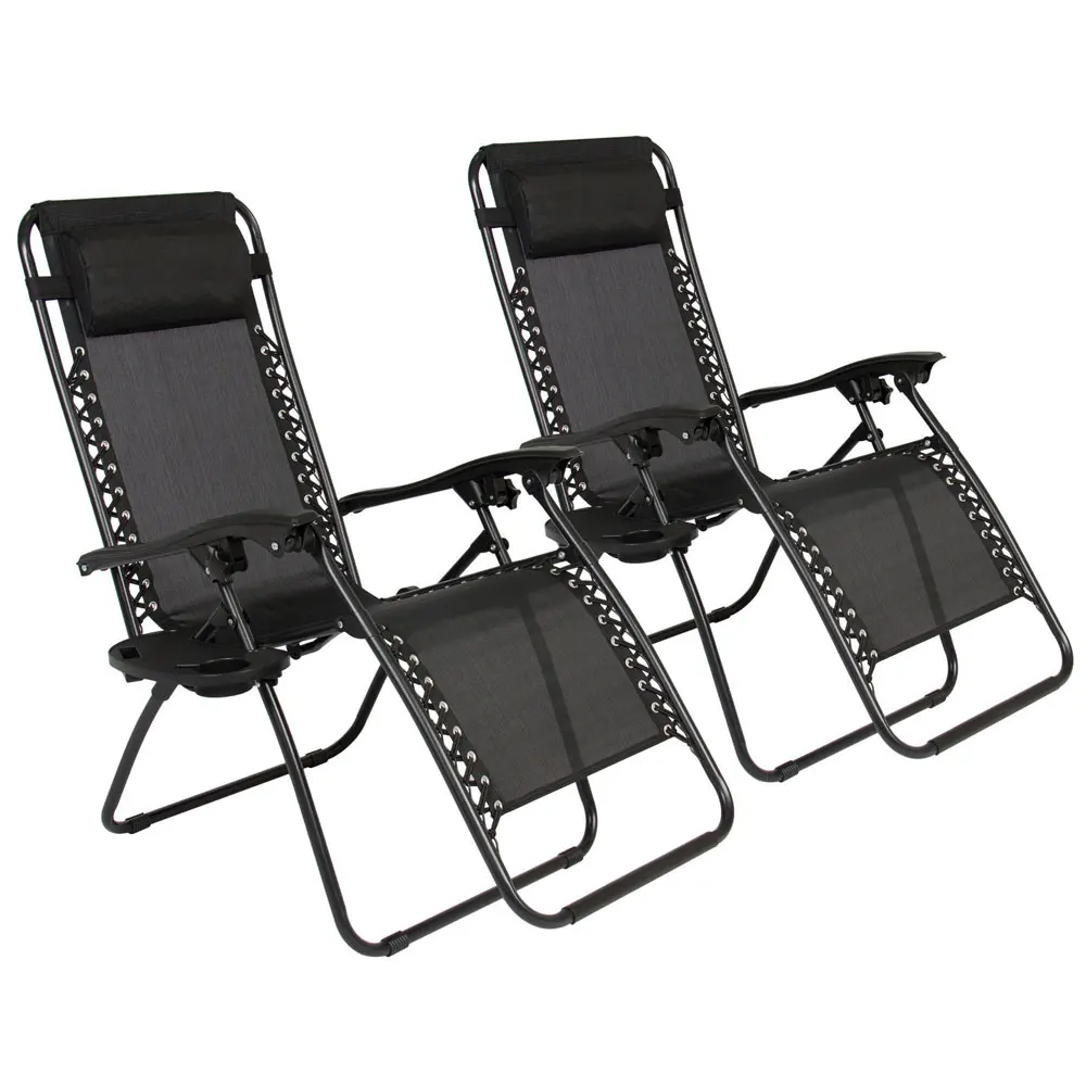 

2pcs Plum Blossom Lock Portable Dual Purposes Extendable Folding Chairs with Saucer Black[US-Stock]