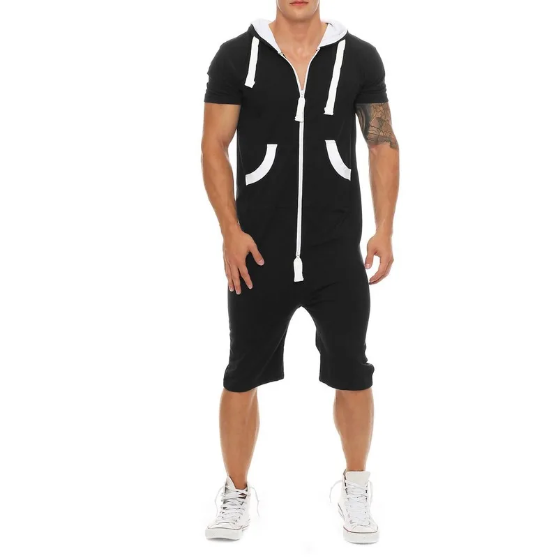 

Top Selling Product In 2021 New Casual Sports Jumpsuit Summer Dress Fashion Short-sleeved Jumpsuit T-shirt Men's Clothing
