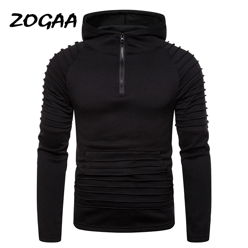 

ZOGAA Hoodies Men Autumn Winter New Men's Solid Plus Size Casual Pleated Long-sleeved Hooded Sweater Sweatshirt Lounge Wear Chic