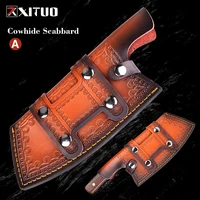square head handmade knife cowhide scabbard professional kitchen knife cover protective knife cover outdoor portable scabbard