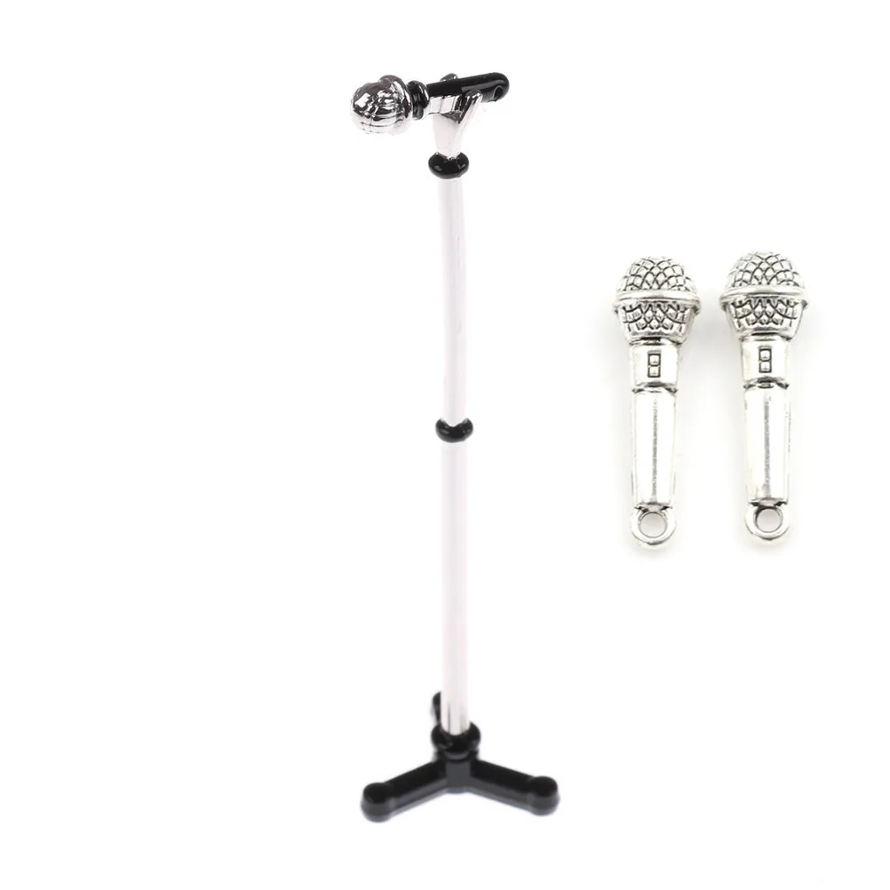 1PCS Cute Mini Metal Microphone Model 1:12 Doll House Dollhouse Miniature Furniture Accessories