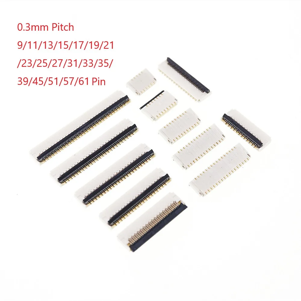 Коннектор FPC 9/11/15/17/19/21/23/25/27/31/33/35/39/45/51/57/штырьковый, шаг 100 мм, 0,3 шт. Задний Флип-тип двусторонний правый угол SMT
