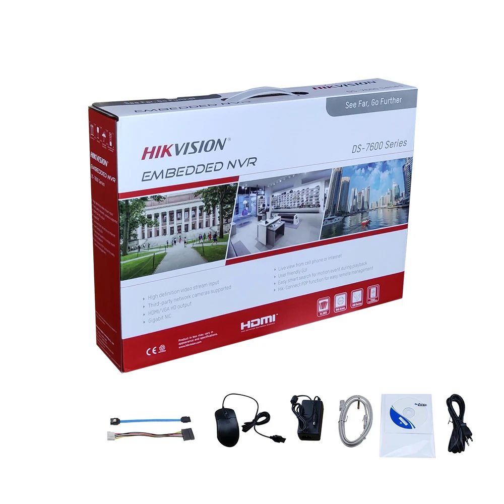 Сетевая видеокамера Hikvision NVR PoE DVR 4 канала 8 каналов 4K Мп DS-7604NI-K1/4P H.265 - купить по