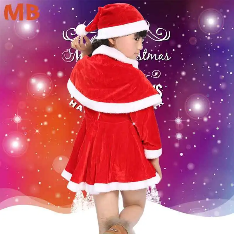 2 3 5 7 9 11 Years Christmas Costume Boys Girls Santa Claus Red Dress With Cloak Cosplay Kids Children Clothing Girl's Clothes | Детская