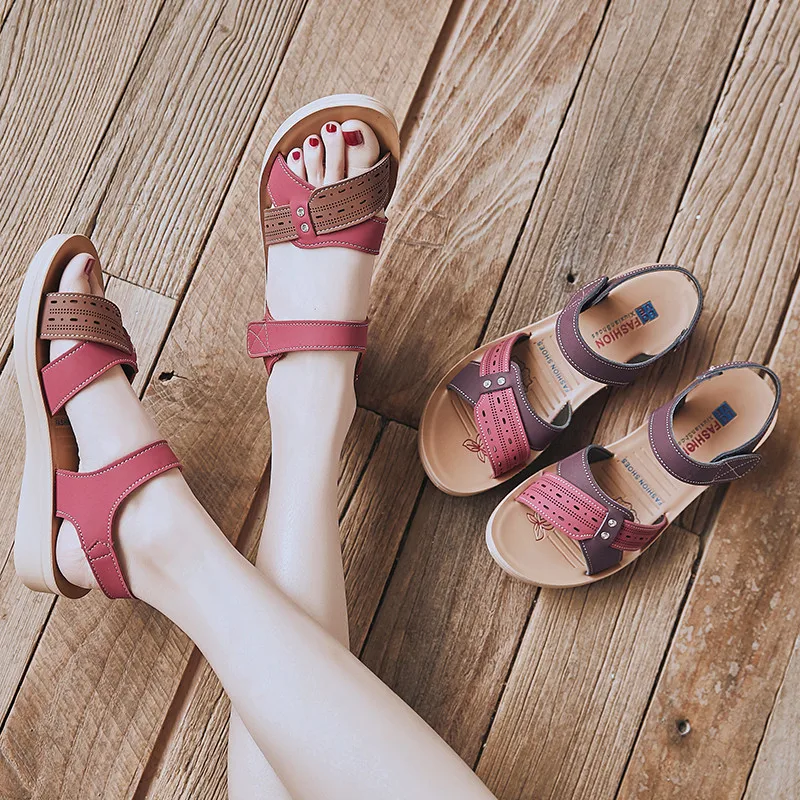 

Summer Red Women's Sandals Luxury Korean Wedge Sandals New Arrivals Fashion Designer Sandals Womens Brand Sandalias Mujer 2020