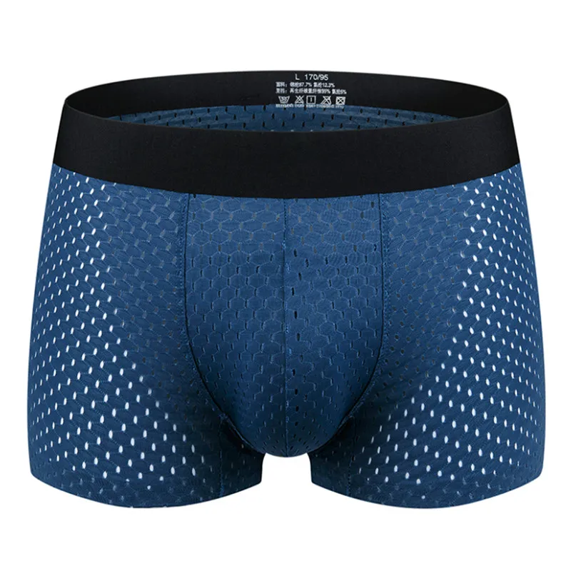 Трусы-боксеры мужские сетчатые дышащие ультратонкие бесшовные шорты из ледяного