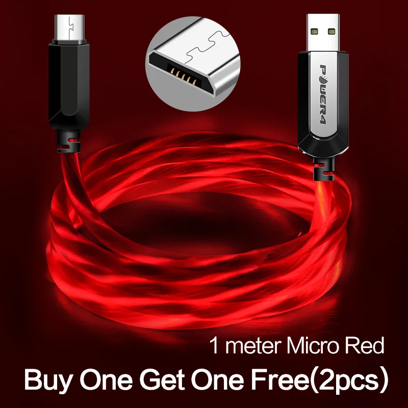 Micro-Red-1m-2pcs Power4 два пакета Micro USB шнур 3,0 для Android телефонов зарядное устройство Реверсивный Micro светодиодный кабель USB для samsung быстрой зарядки Microusb - Цвет: Micro-Red-1m-2pcs