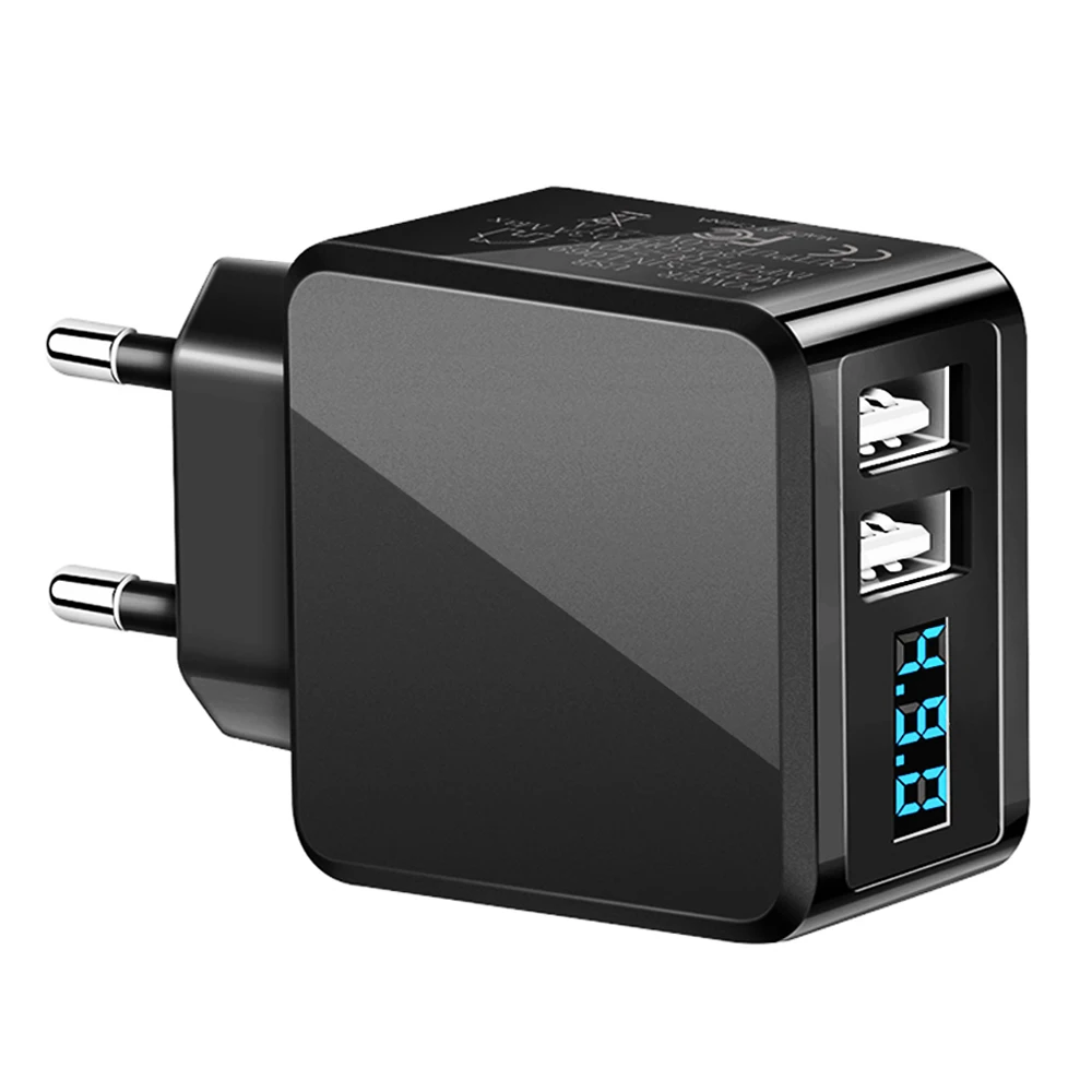 Универсальное сетевое зарядное устройство с цифровым дисплеем 5 В а 2 USB