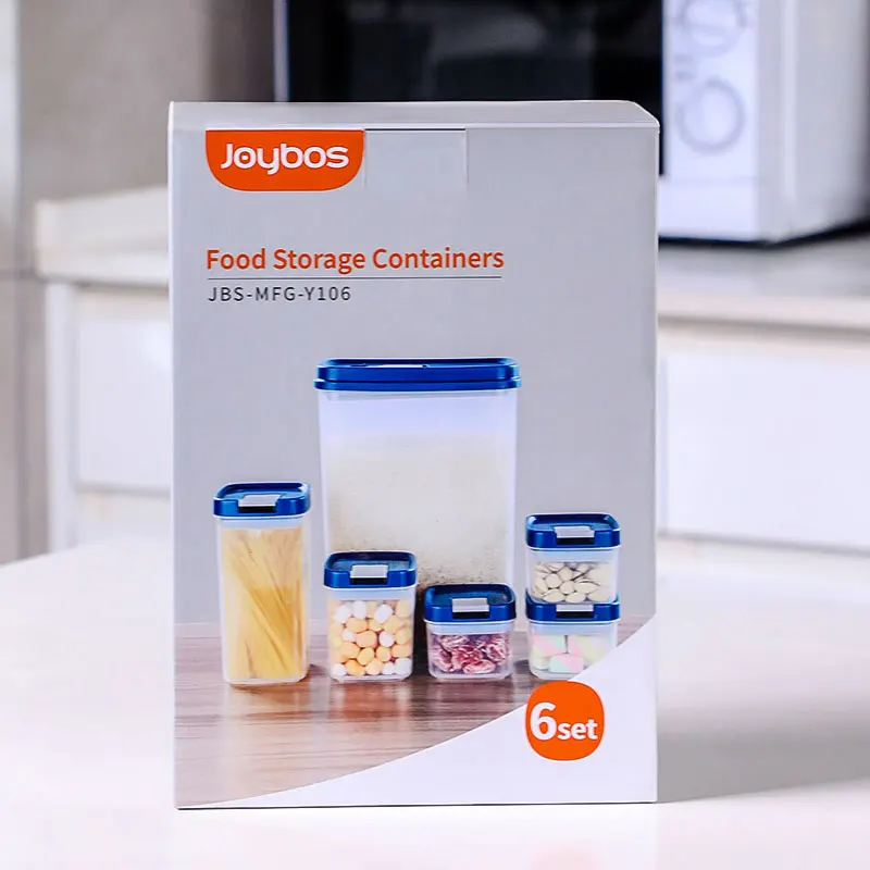 Joybos-contenedor de almacenamiento de alimentos para el hogar, contenedor de latas multigrano para cocina, traje grande, contenedor de botellas de postre, libre de BPA, 6 uds.-0
