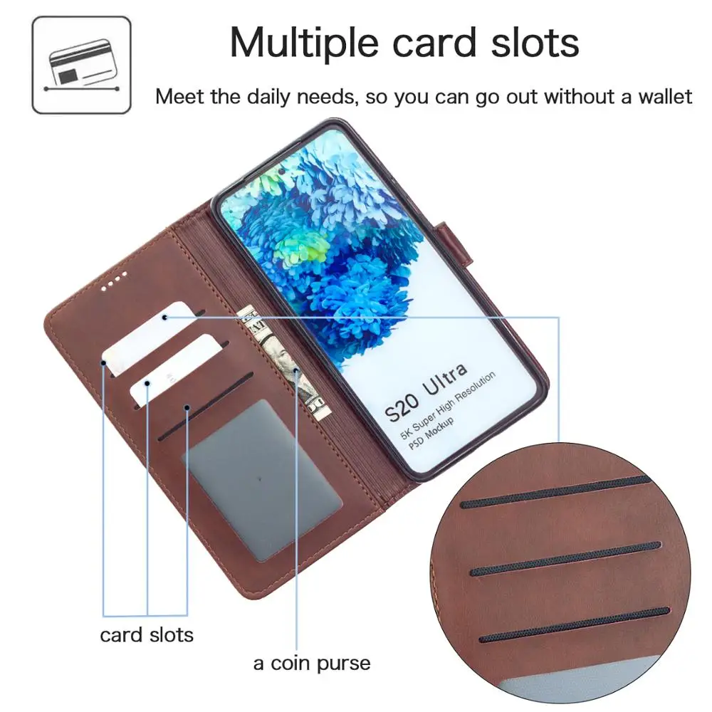 

Luxury Magnet Leather Flip Phone Case For Samsung Galaxy S8 S9 S10 Plus S20 Ultra Note 9 10Pro 20 Ultra Wallet Card Holder Cover