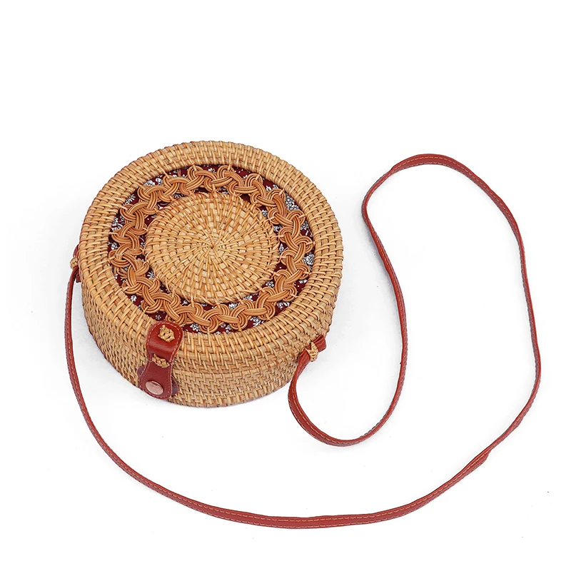 Круглая соломенная сумка через плечо в этническом стиле для женщин модный