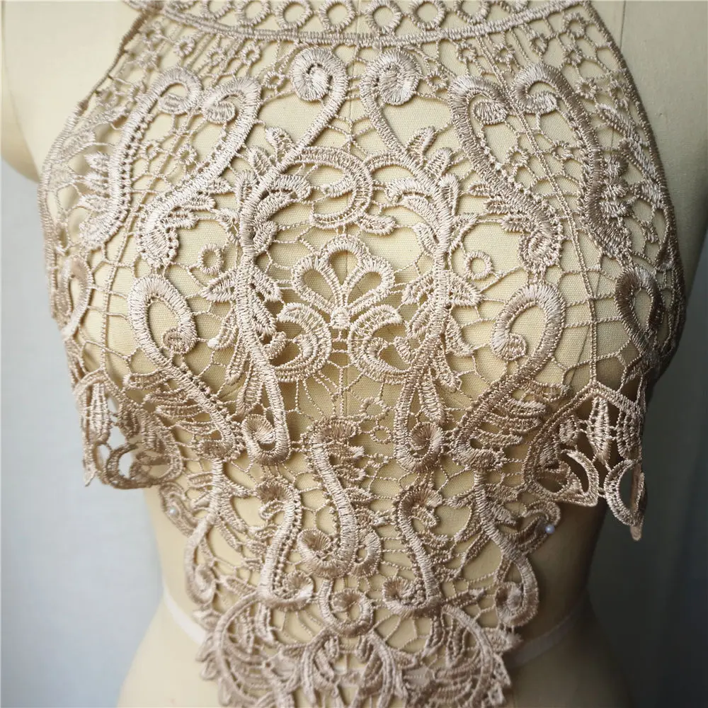 Бежевый цветочный тканевый Воротник с вышивкой в богемном стиле нашивка для