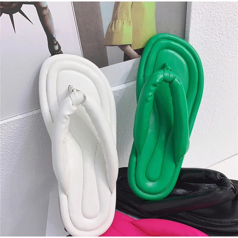 

Flip Flops Candy Colors Women Slippers PU Leather Platform Summer Shoes Casual Comfort Ladies Flat Slides Female Beach Slippers