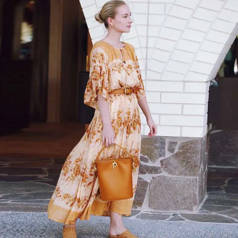 Бохо вдохновленная розовая Цветочная Туника длинное платье с расклешенным