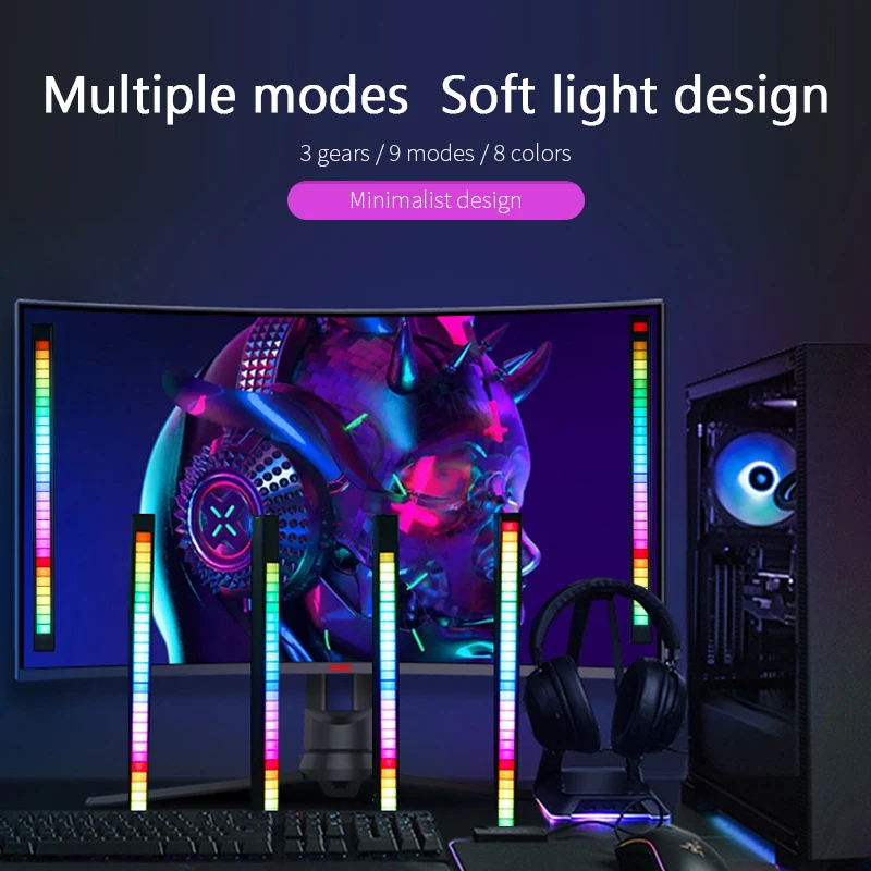 

Pickup Rhythm Light USB LED Strip Light Sound Control Music Atmosphere Light RGB Colorful Tube Smart Home Lamp Ambient Light