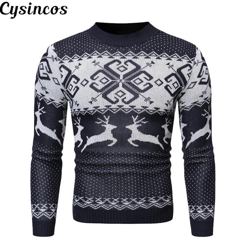 CYSINCOS мужской свитер пуловеры мужские Pull Homme 2019 Рождественский осень Повседневный