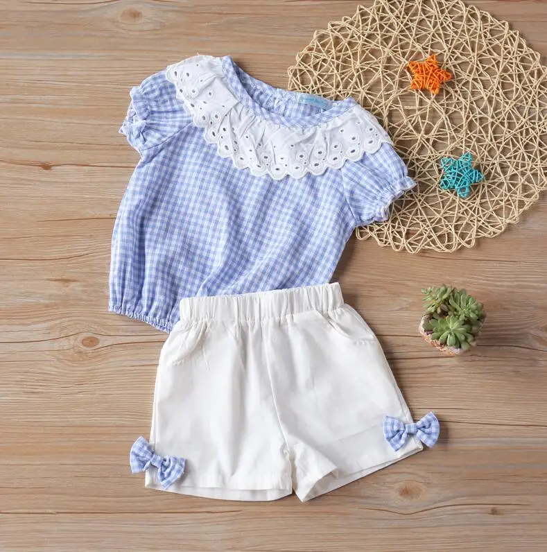 BLUE От 1 до 4 лет, коллекция года, новые летние комплекты одежды для девочек Одежда для детей шифоновое пальто с бантом+ штаны для маленьких девочек - Цвет: BLUE
