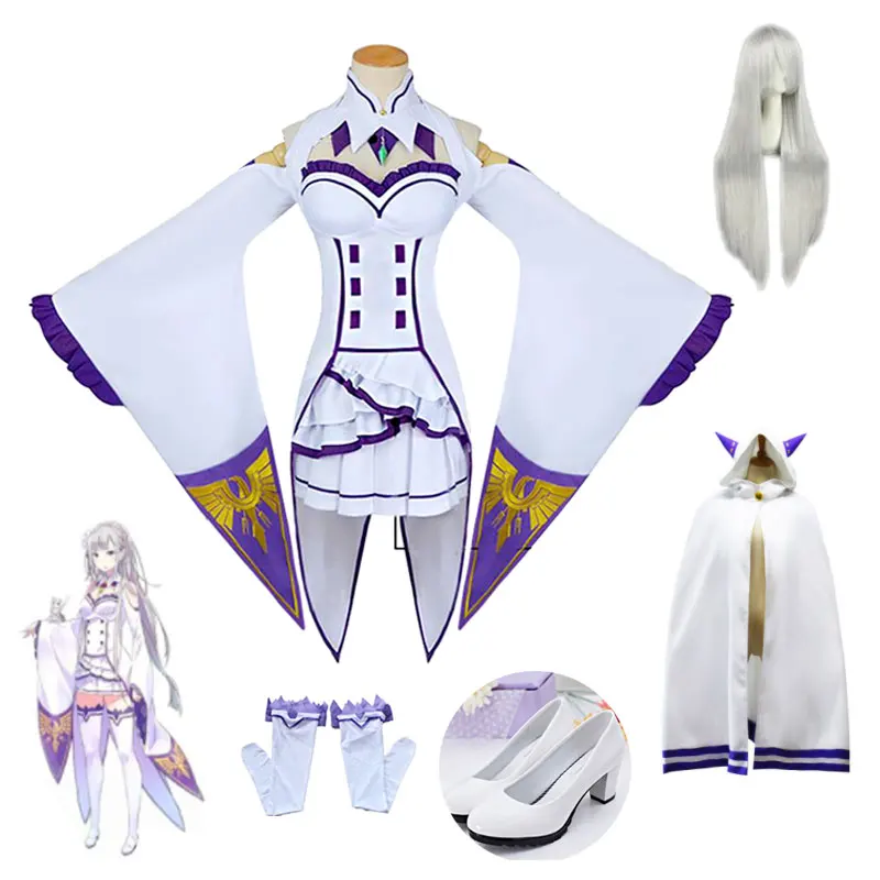 Парики для косплея DUOUPA Re Zero Kara Hajimeru Isekai Seikatsu Emilia женское платье с головным убором